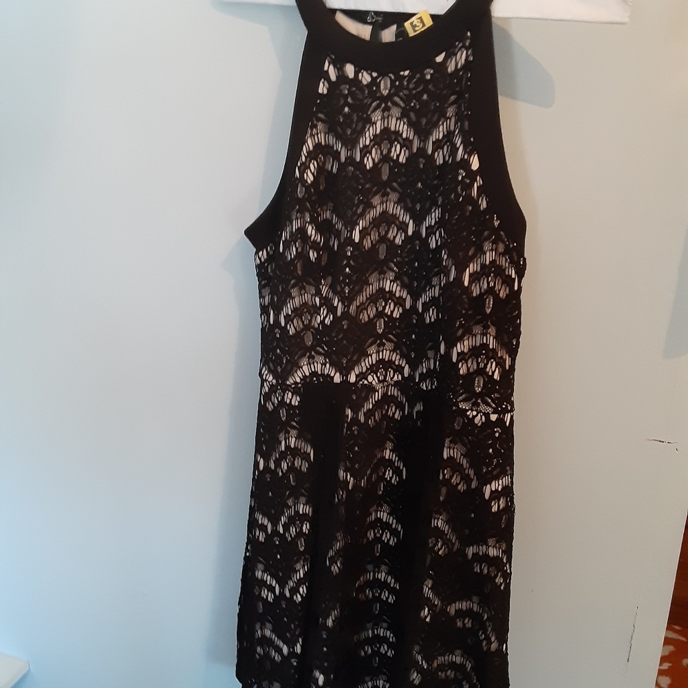 Speechless Scalloped Lace Halter Cocktail Dress